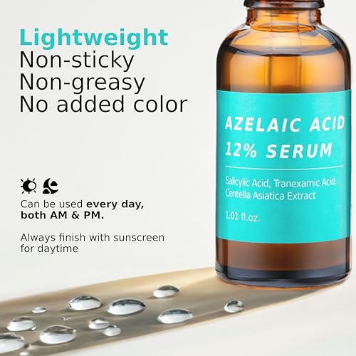 Azelaic Topical Acid 12% Serum for Face ? Dark Spot Remover with Tranexamic Acid, Salicylic Acid, Niacinamide & Centella Asiatica ? Acne, Hyperpigmentation & Rosacea Treatment 1 Oz Korean Skincare