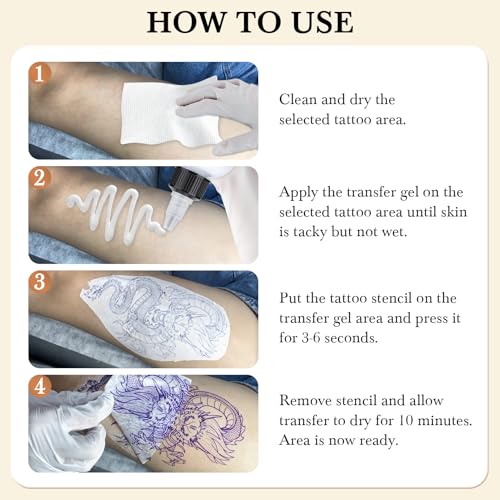 Pjordo Tattoo Stencil Transfer Gel - Non-Toxic for Artists