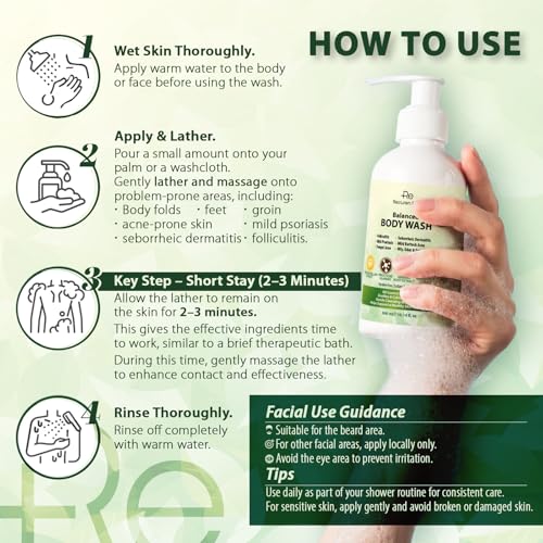 Recuren Plus Antifungal Body Wash - Back Acne & Jock Itch Relief