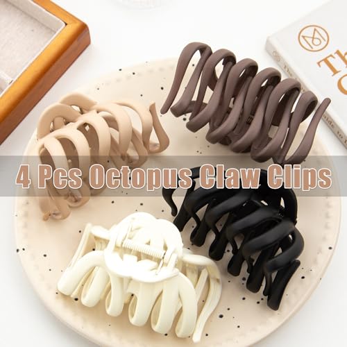 Octopus Claw Hair Clips 3.8" Large - 4 Pack