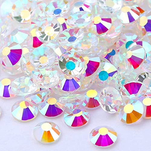 5040pcs Flatback Crystal Rhinestones Half Round Glue Fix Rhinestone Diamantes Gems for Crafts Nail Art（Transparent AB,SS10/2.7-2.9mm