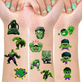 Green Hero Temporary Tattoos for Kids, 8 Sheets Party Favors