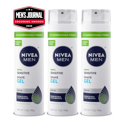 NIVEA MEN Sensitive Shave Gel, 3 x 7 OZ (Alcohol-Free)