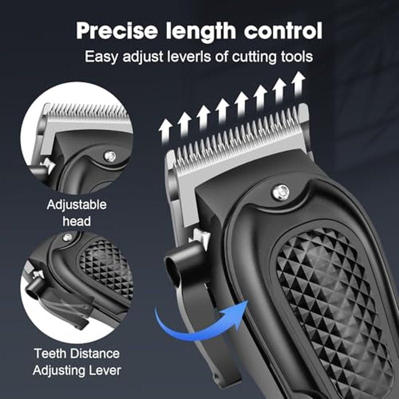 HIENA PRO Cordless Hair Clippers Set for Men with Adjustable Guide Combs