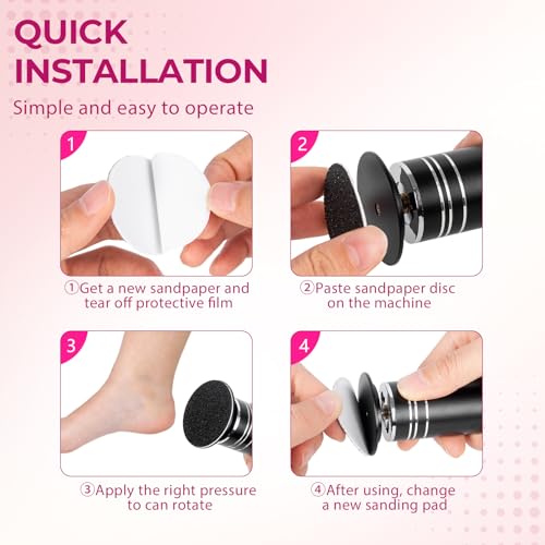 Replaceable Sandpaper Discs for Electric Foot File - 60 Pack (80/100 Grit)