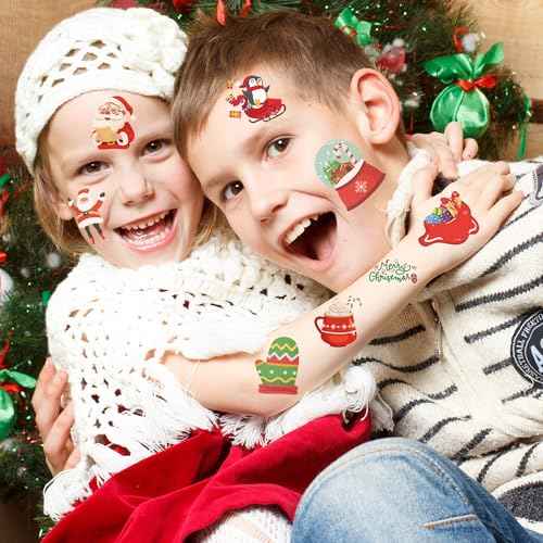 Stocking Stuffers - 160 PCS Christmas Tattoos for Boys Girls | Kids Christmas Gifts Games Crafts Party Favors Decorations for Grandkids- Christmas Sweaters Dress Shirts Outfit for Women Adults