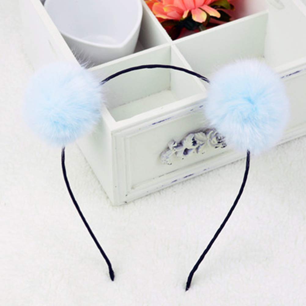 BAOPLAYKIDS BAOBAO Faux Fluffy Rabbit Fur Ball Cat Ears Panda Hair Hoop Headband Xmas Party Cosplay