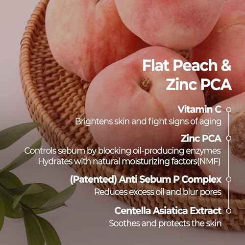 SKINFOOD Peach Cotton Zinc PCA Toner Pads, Korean Skincare for Dual Functional Hydrating,Soothing & Matte, Velvety Finish, Stocking Stuffers, Sebum Control for Sensitive, Oily, 5.64 oz (70 Pads)