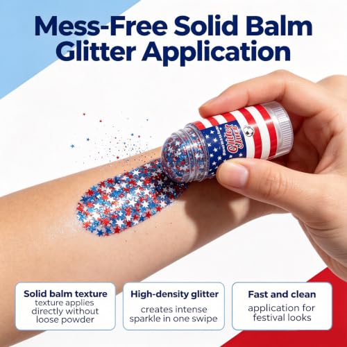 4th of July Glitter Stick - Red, White & Blue Face & Body Makeup