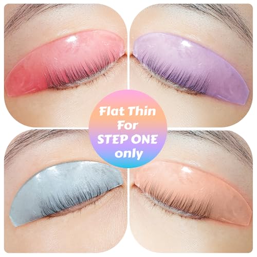 Flat Lash Lift Shields Glueless Ultra Thin Silicone Pads for Perming Lotion No.1, Lash Softening Shields for Easy Korean Eyelash Lift (Colorful)