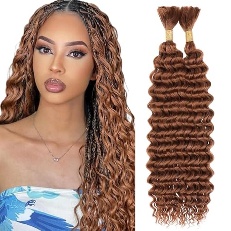 #30 Light Brown Deep Curly Braiding Hair 28 Inch 100g Bundle