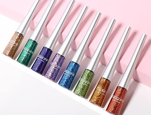 16 Colors Glitter Eyeliner Liquid Set, Metallic Waterproof