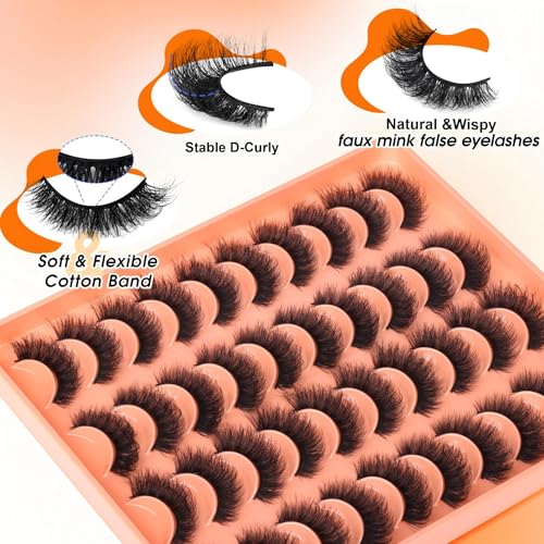 6D Russian Cat Eye Lashes - 20 Pairs Faux Mink Wispy
