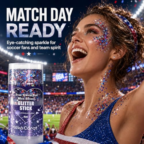 Red White Blue Glitter Stick for Face & Body