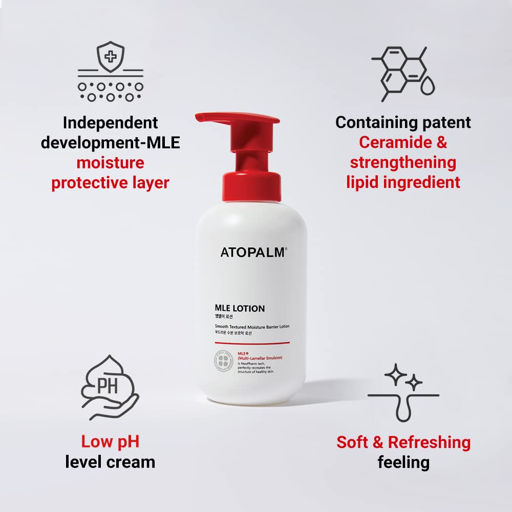 ATOPALM MLE Lotion 200ml 6.8 Fl Oz for Sensitive Skin, 48 Hours Long Hydration with Ceramide, Long-Lasting Moisturizing Baby Lotion, Strengthening Skin Barrier, Redness-Relief, Korean Skincare