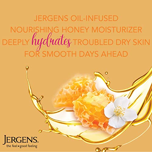 Jergens Nourishing Honey Dry Skin Moisturizer, with Illuminating Hydralucence Blend, Skin Nourishing Formula, Dermatologist Tested,16.8 Fl Oz (Pack of 4) (Packaging May Vary)