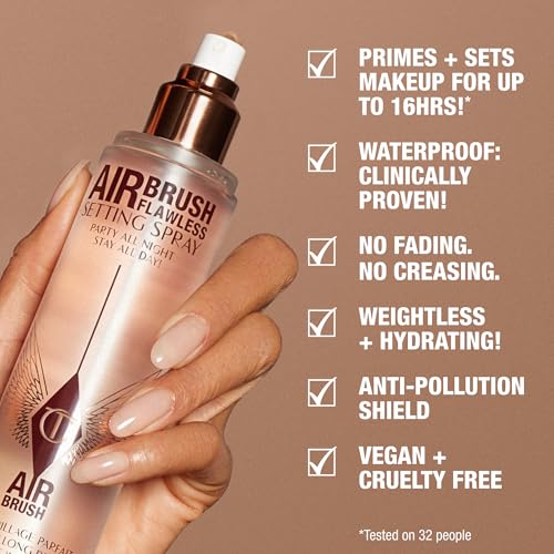 Charlotte Tilbury Airbrush Flawless Setting Spray 1.1oz Travel Size, Hydrating Makeup Fixer