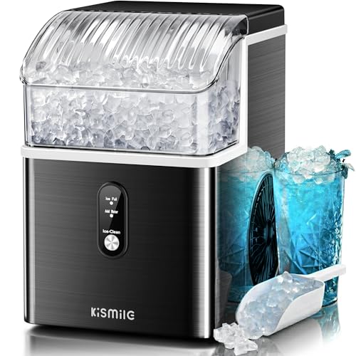 Kismile Portable Nugget Ice Maker - 35lbs/Day, Self-Cleaning