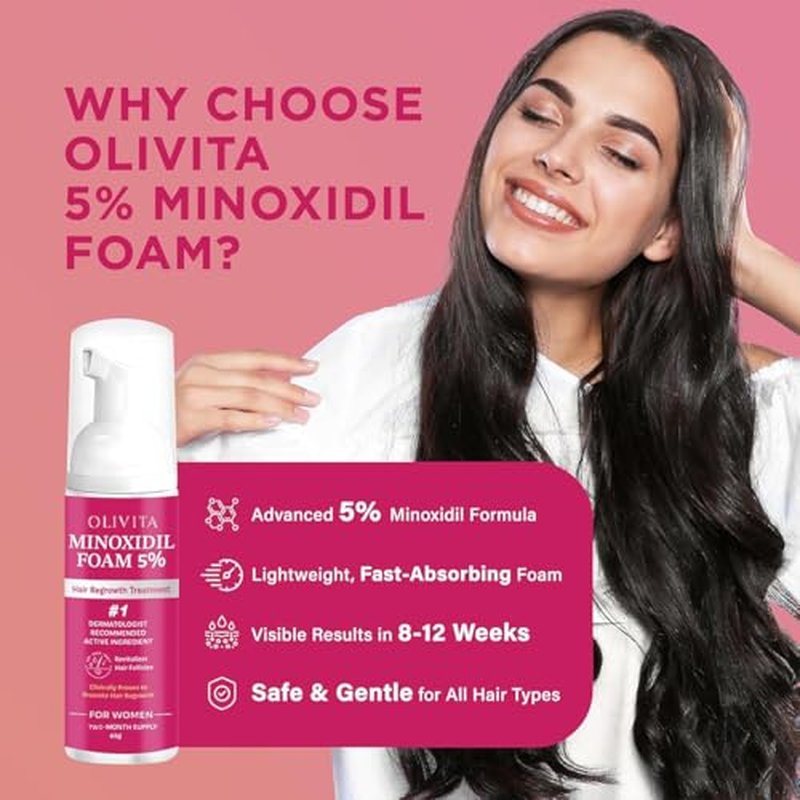5% Minoxidil Foam for Women & Men Hair Regrowth - 2pcs