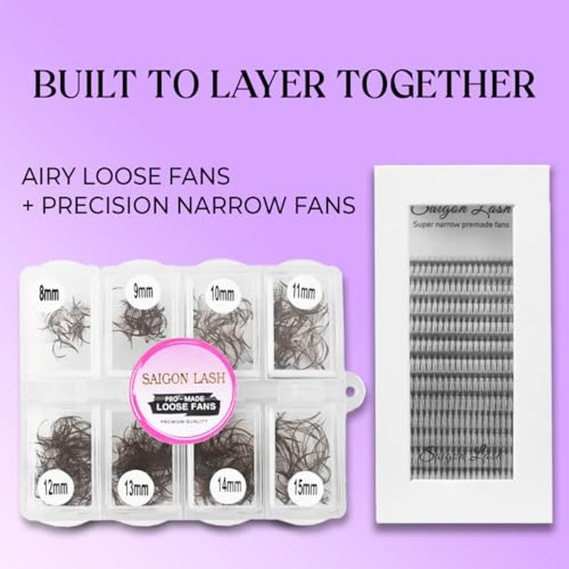 600 6D Premade Lash Fans Dark Brown 8-15mm Mix