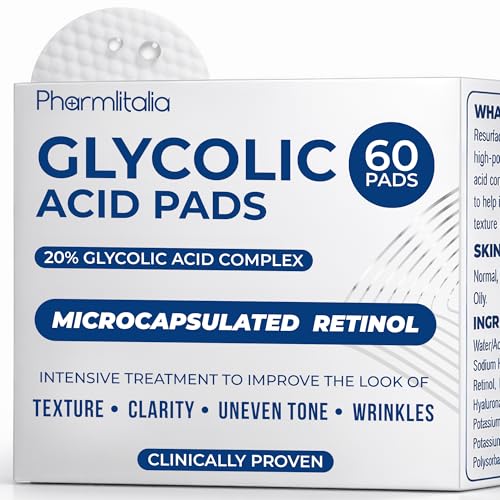 Glycolic Acid Pads - Resurfacing Pads for Face - Exfoliating Peel Pad for Body and Dark Spots - Fine Lines and Wrinkles - 60 Count (Glycolic Acid Pads 20%)