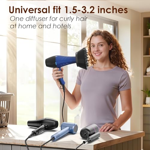 Universal Hair Dryer Diffuser Attachment, Fits 1.4-3.2", 24 Prongs