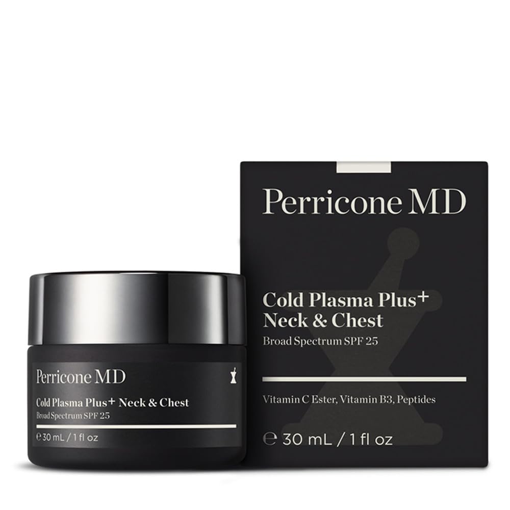 Perricone MD Cold Plasma Plus+ Neck & Chest Broad Spectrum SPF 25 | Neck & Décolleté Cream | Protects, smooths, firms & evens skin along the neck & chest. Reduces sagging, wrinkles & creases