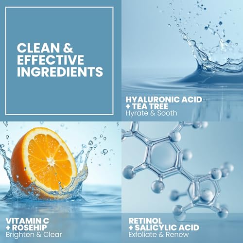 Vitamin C Serum for Face with Retinol & Salicylic Acid ? Skin Clearing Acne Spot Treatment with Niacinamide, Hyaluronic Acid, MSM ? Anti-Aging Facial Serum for Dark Spots and Blemishes, 2 Fl Oz