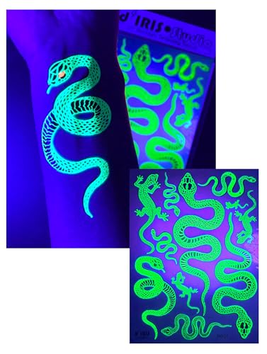 Glow in the Dark Temporary Tattoos – UV Reactive Snake Design