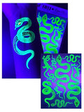 Glow in the Dark Temporary Tattoos – UV Reactive Snake Design