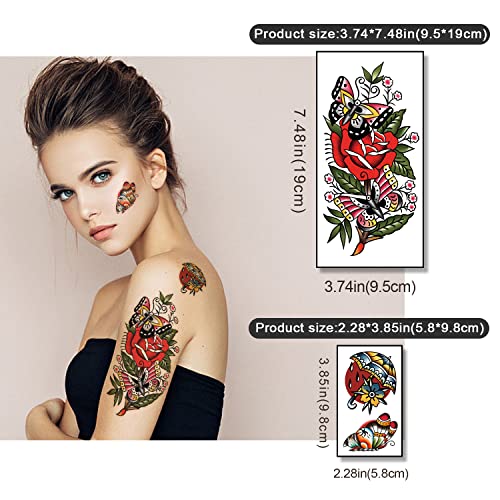 77 Sheets American Traditional Temporary Tattoos for Adults