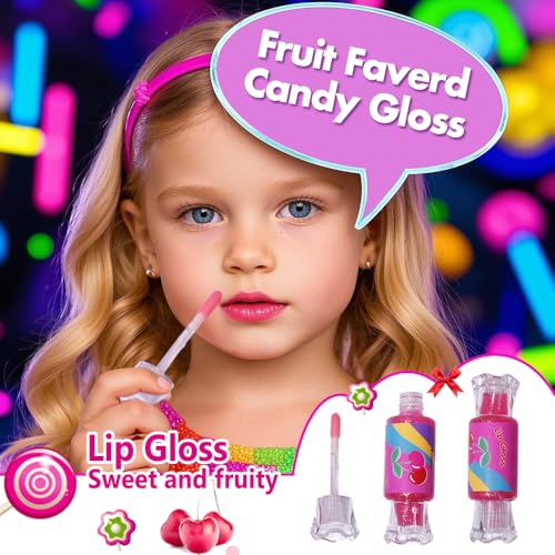Mebtmel Glitter Lip Gloss Set for Kids, 6-Pack Candy Shapes