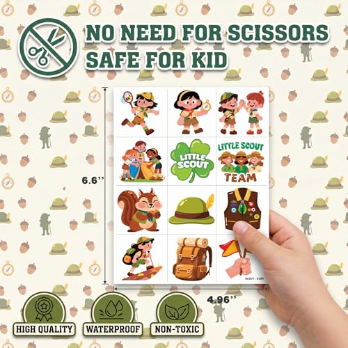 96 Pcs Scout Camping Temporary Tattoos for Kids