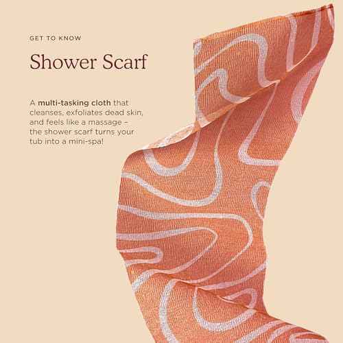 HANNI Extra-Long Shower Scarf, Japanese-Inspired Exfoliating Body Scrubber, Loofah-Like Wash Cloth for Dead Skin Removal