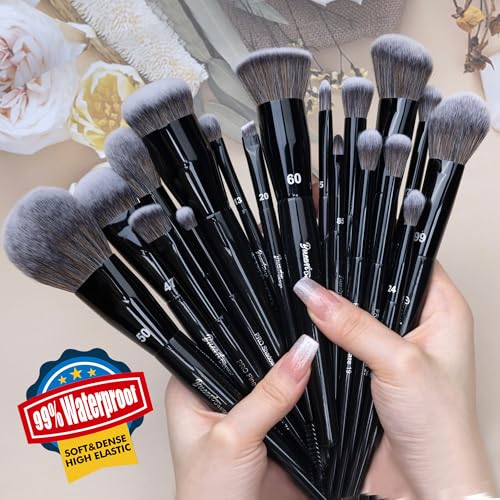 19-Piece Professional Makeup Brush Set with Labels – Vegan