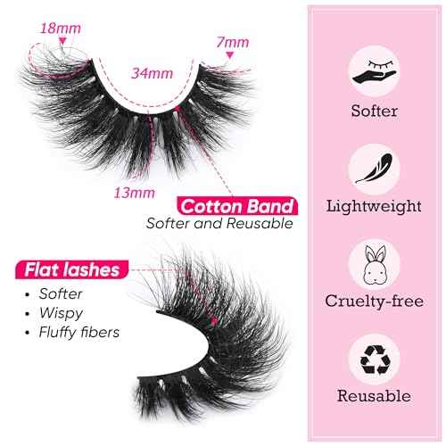 Mink Lashes Full Volume False Eyelashes 18mm Dramatic Faux Mink Eyelashes Natural Look Cat Eye Volume Eye Lashes Multipack by Focipeysa