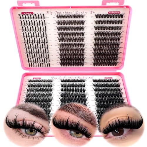 200D-60D large capacity eyelash book single cluster artificial mink false eyelashes 500pcs thick eyelashes 0.07mm D curly false eyelashes 10-18mm mixed mink lashes (Spikes40D50D+60D80D100D)