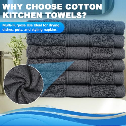 6-Pack 100% Cotton Washcloths 13x13 Inch Grey