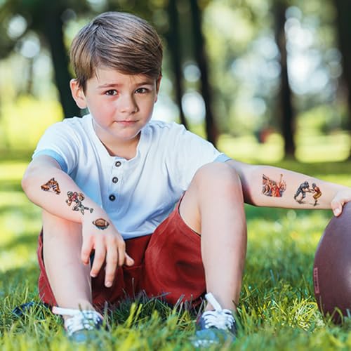 12 Sheets Football Sports Temporary Tattoos for Adult, American Football Themed Birthday Party Decorations Favors Supplies, Cartoon Foot ball Sports Tattoo Sticker Q1007