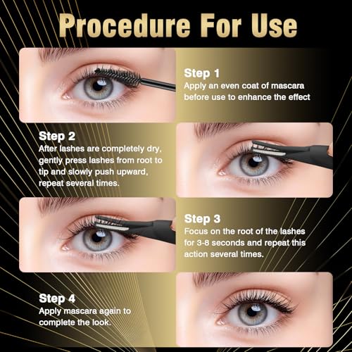 USB-Rechargeable Heated Eyelash Curler with LED Display - 3 Temp Settings, Mini Design, Safe Curling for Long-Lasting Natural Lashes