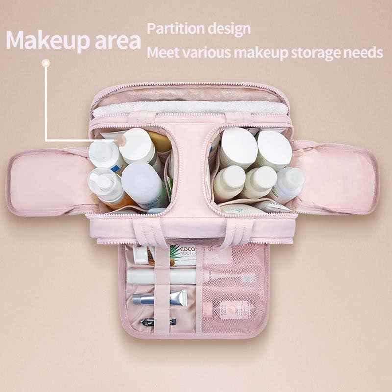 Ptop Toiletry Bag, Travelfree Toiletry Bag, Travel Toiletry Bag, 4-in-1 Multi-functional Wide-Open Travel Cosmetic Bag, Waterproof Dry-Wet Separation(Black)