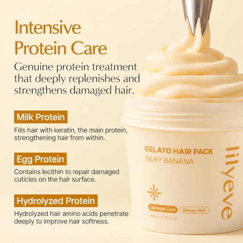 Lilyeve RepairTurn Silky Banana Gelato Hair Pack with Milk Protein - Banana, 6.76 oz