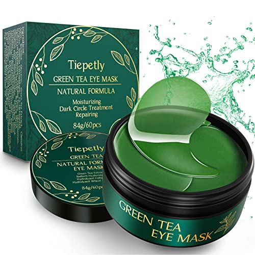 Collagen Eye Masks with Green Tea, 60 Under Eye Patches for Dark Circles & Puffiness