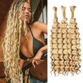 Ombre Boho Braiding Hair 26 Inch Honey Blonde 613 Deep Wave 150G