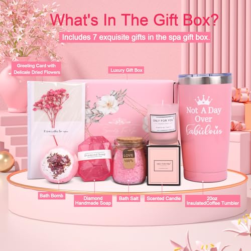 Birthday Gifts for Women, Relaxing Spa Gift Basket Set, Thoughtful and Distinctive Presents for Women, Ideal for Holiday Gifting to Loved Ones Like Mom, Sister, Friend, Wife, and Teacher,Pink