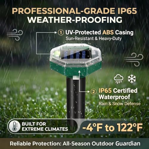 Jahy2Tech Solar Ultrasonic Mole & Gopher Repellent Stakes Outdoor Pest Deterrent