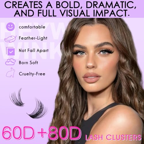 DIY Lash Clusters Kit - 60D+80D Volume Eyelash Extensions 10-18mm