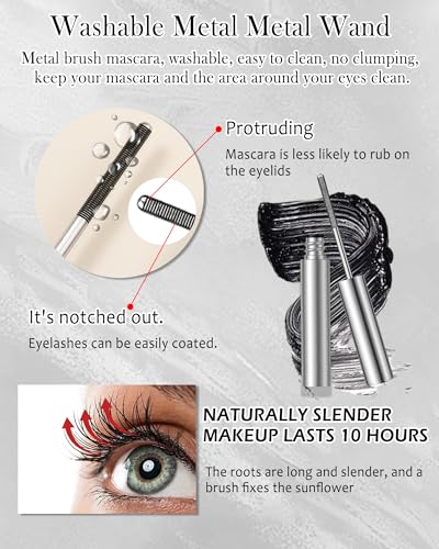Lestpola Waterproof Metal Fiber Curling Mascara - Long-Lasting Black Lash Enhancer