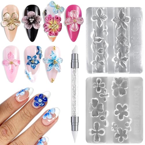 3D Flower Silicone Nail Molds with Carving Pen Kit