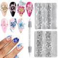 3D Flower Silicone Nail Molds with Carving Pen Kit